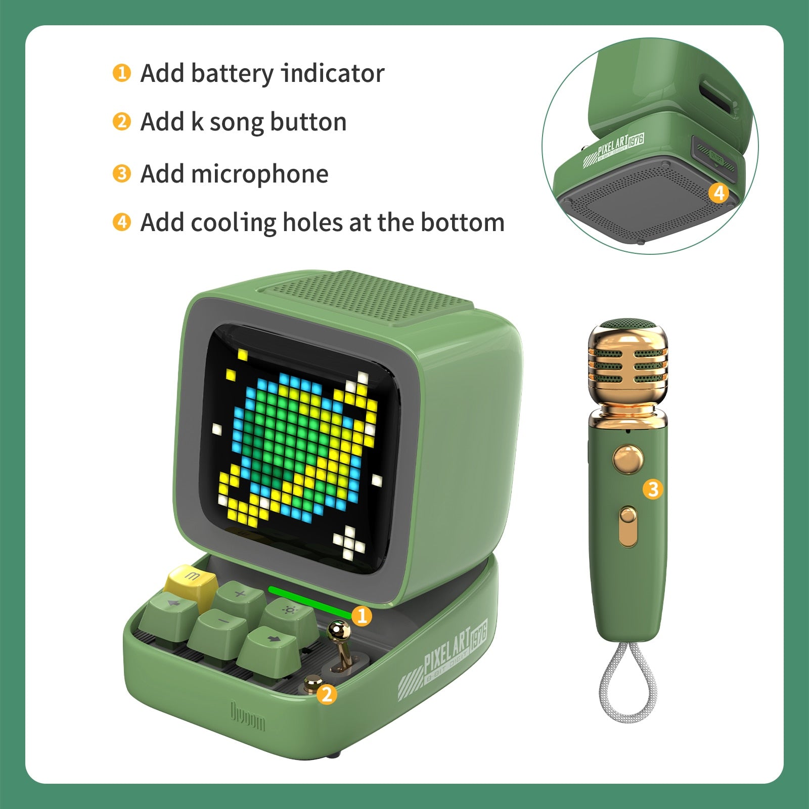 Divoom Ditoo-Mic Pixel Art Bluetooth Speaker - Karaoke and Portable Audio