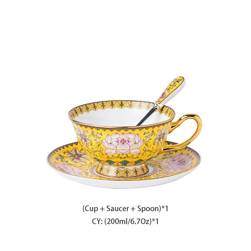 Experience Luxury - Snow Lotus Porcelain Coffee Cup and Saucer Set