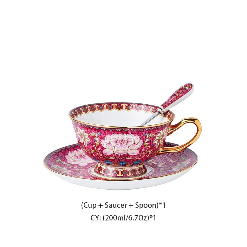 Experience Luxury - Snow Lotus Porcelain Coffee Cup and Saucer Set