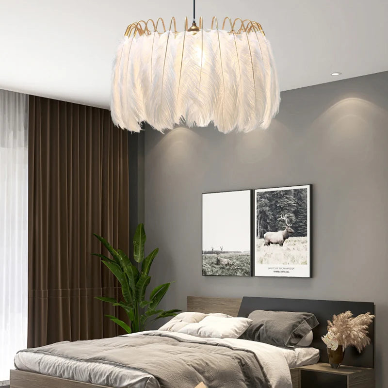 Feathered Elegance Chandelier Lamp