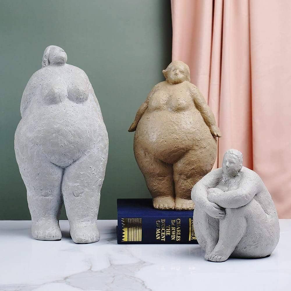 Abstract Plump Lady Figurines - Celebrate Body Positivity with Art Home Decor