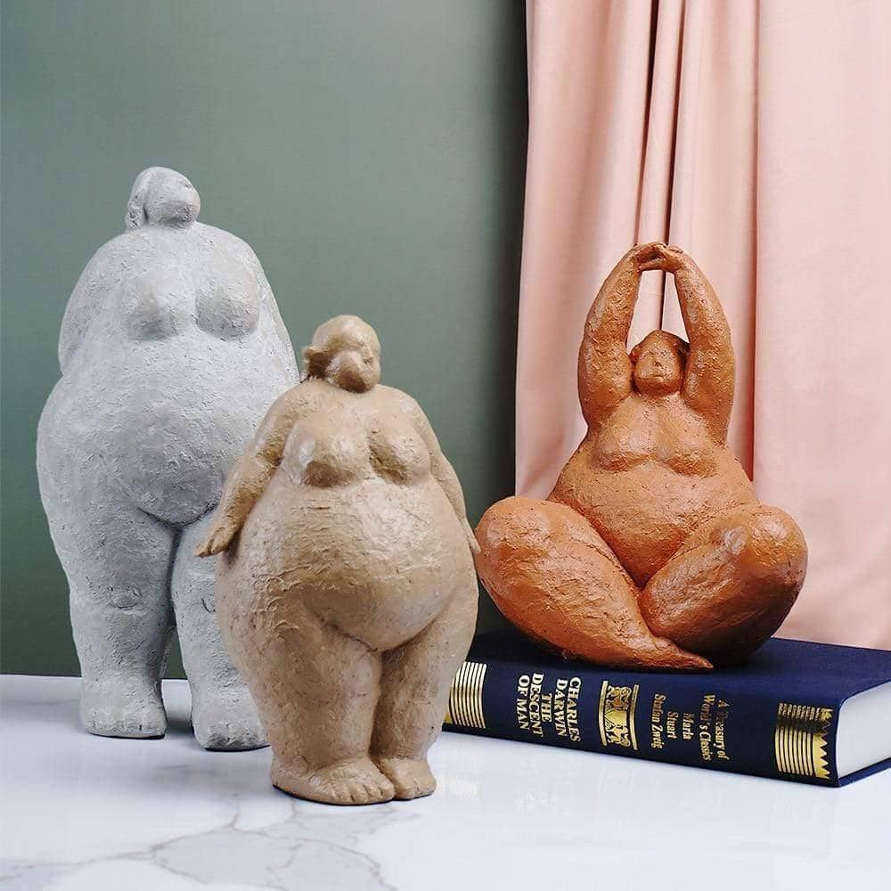 Abstract Plump Lady Figurines - Celebrate Body Positivity with Art Home Decor