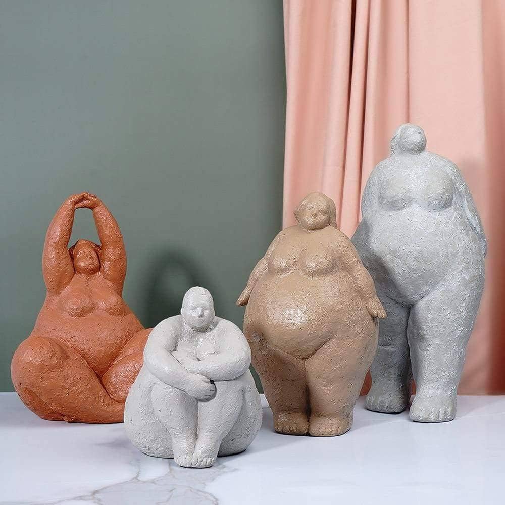 Abstract Plump Lady Figurines - Celebrate Body Positivity with Art Home Decor