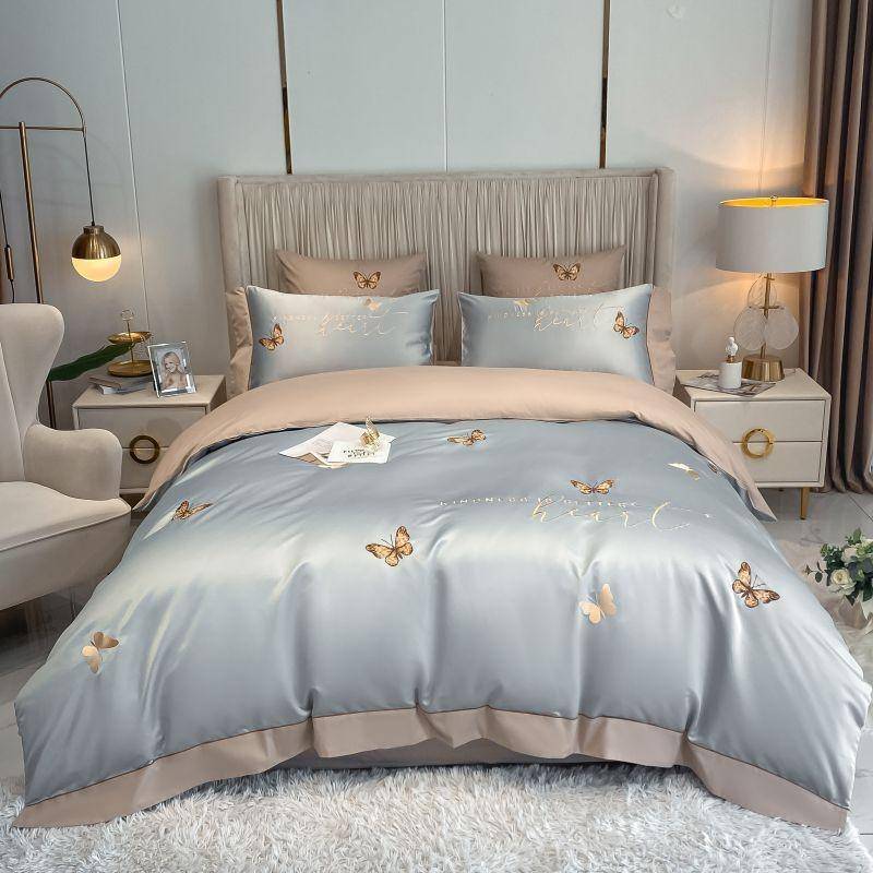 Butterfly Chic Embroidery Duvet Cover Set - Elegant & Soft Bedding