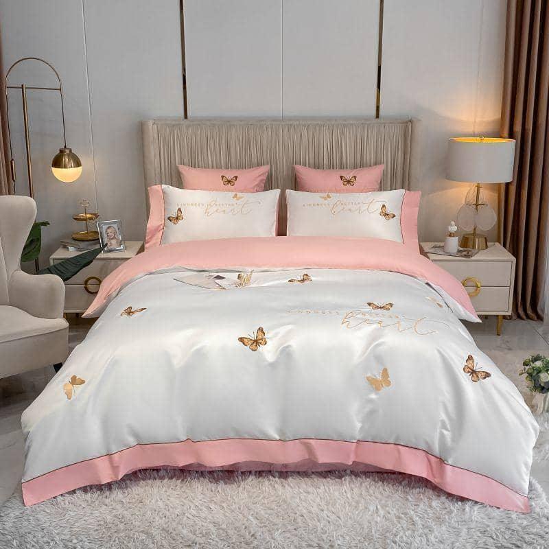 Butterfly Chic Embroidery Duvet Cover Set - Elegant & Soft Bedding