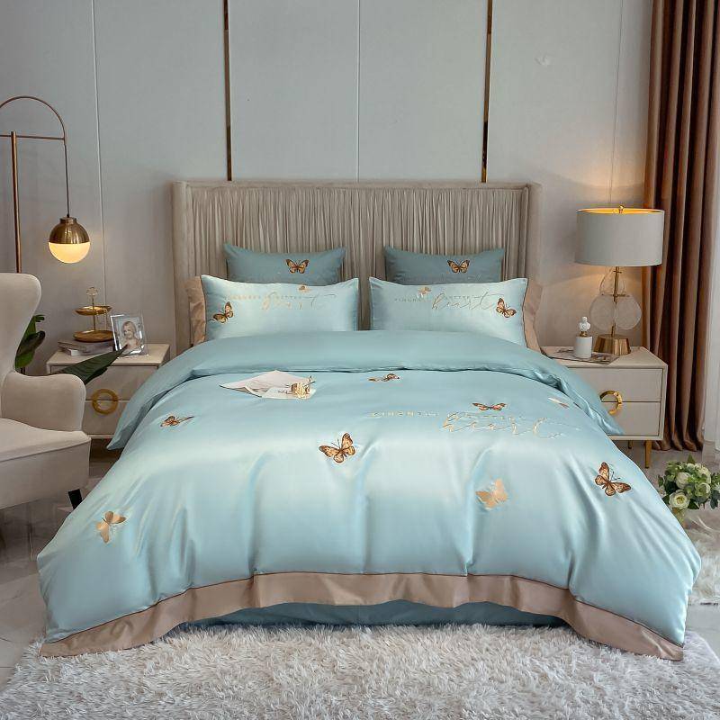 Butterfly Chic Embroidery Duvet Cover Set - Elegant & Soft Bedding