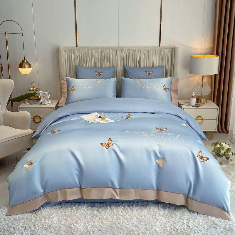 Butterfly Chic Embroidery Duvet Cover Set - Elegant & Soft Bedding