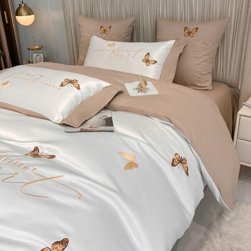 Butterfly Chic Embroidery Duvet Cover Set - Elegant & Soft Bedding