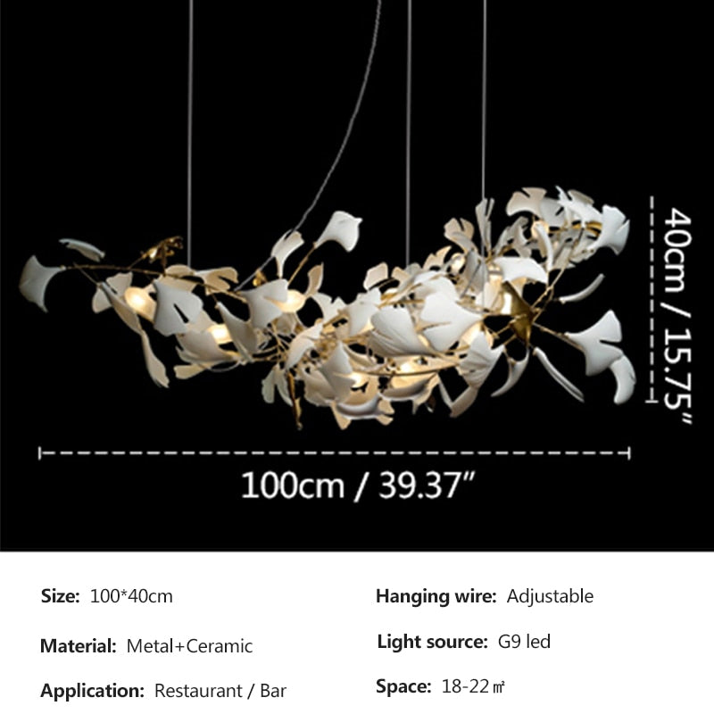 Designer Porcelain Leaves Pendant Light - Nature-Inspired Elegance