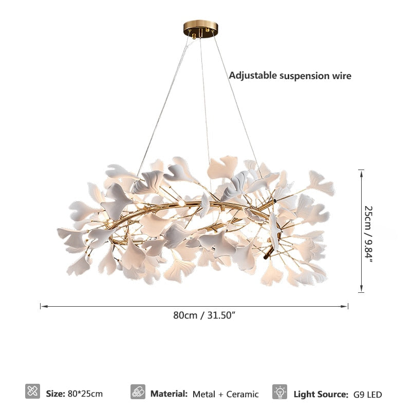 Designer Porcelain Leaves Pendant Light - Nature-Inspired Elegance