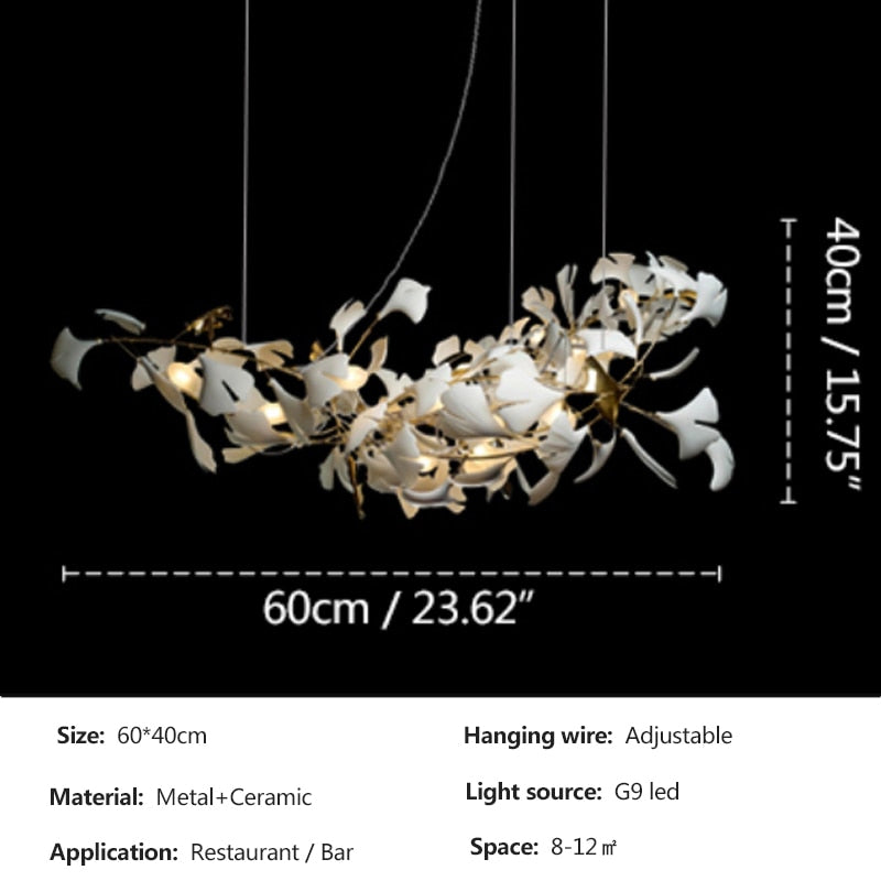 Designer Porcelain Leaves Pendant Light - Nature-Inspired Elegance