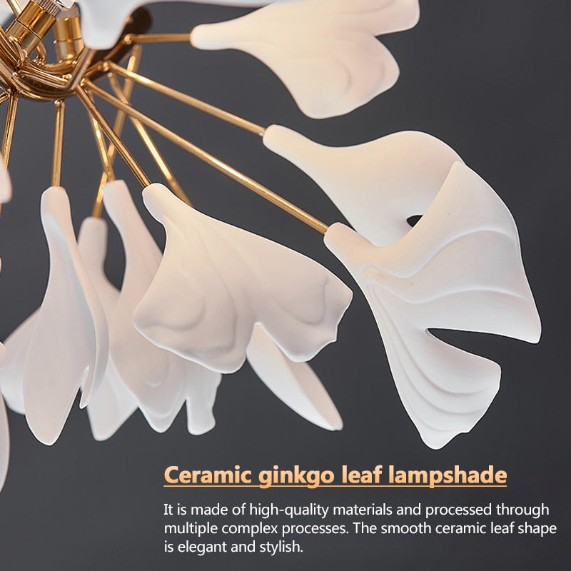 Designer Porcelain Leaves Pendant Light - Nature-Inspired Elegance