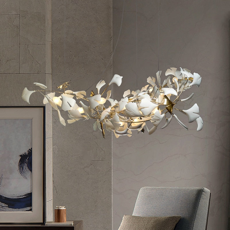 Designer Porcelain Leaves Pendant Light - Nature-Inspired Elegance