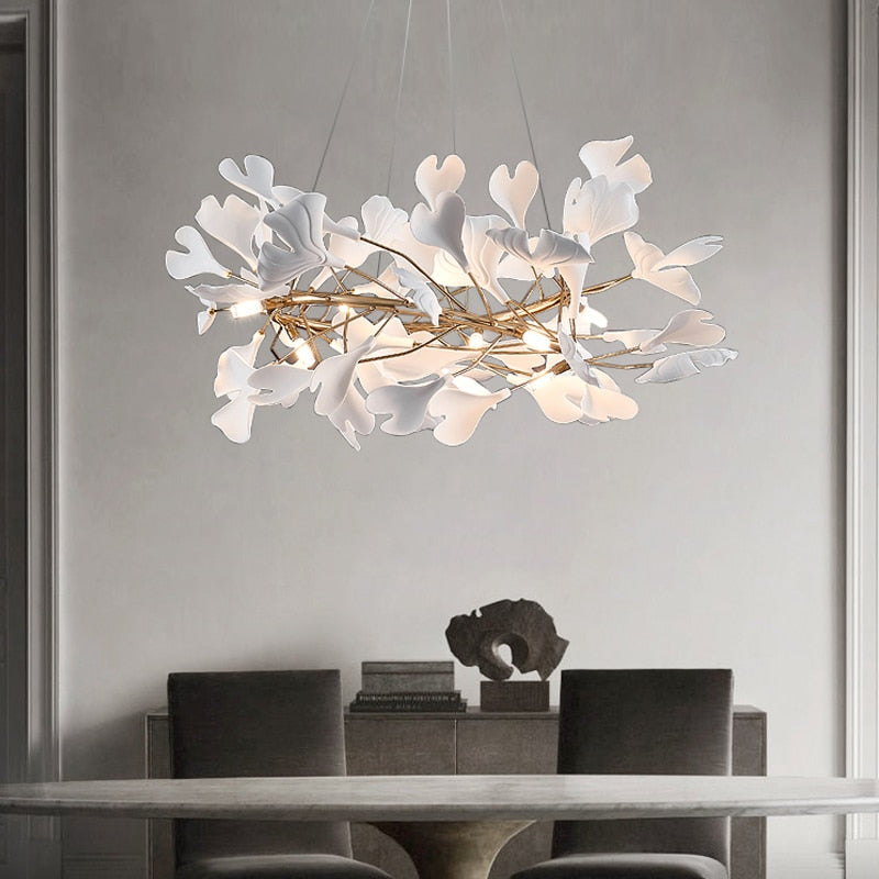 Designer Porcelain Leaves Pendant Light - Nature-Inspired Elegance