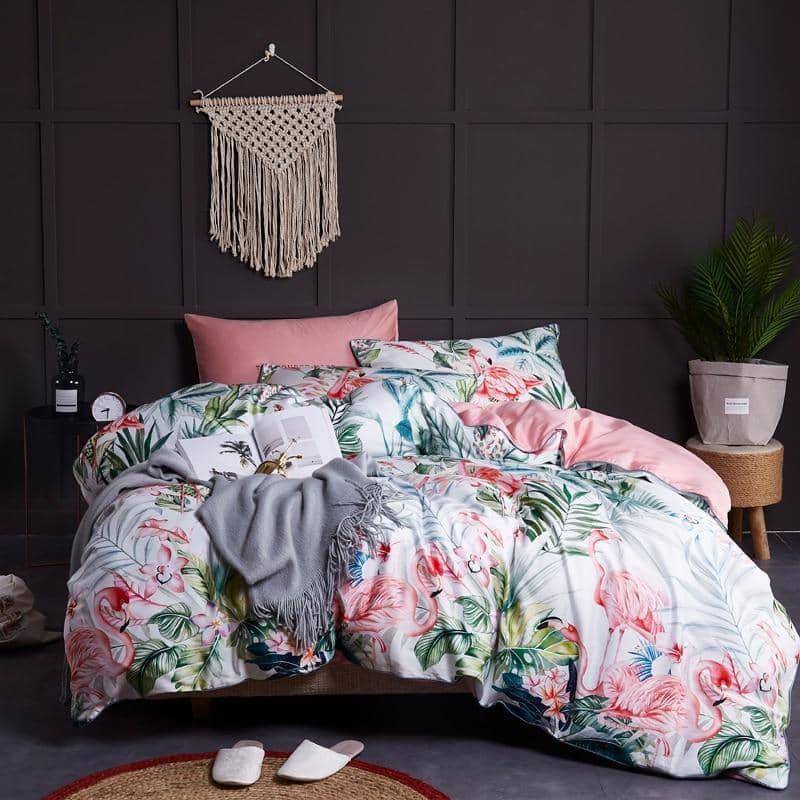 Egyptian Cotton Soft Bed Linen Flamingo Paisley Bedding Set - Comfortable and Chic