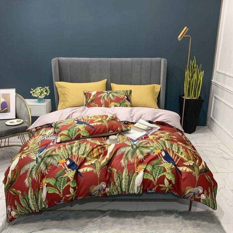 Egyptian Cotton Soft Bed Linen Flamingo Paisley Bedding Set - Comfortable and Chic