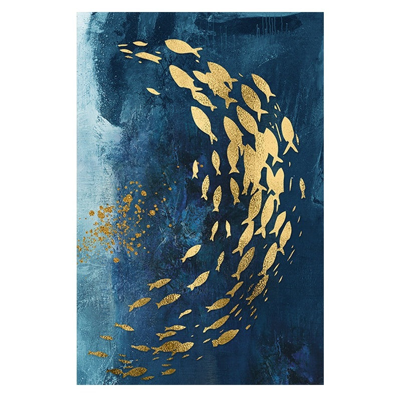 Golden Bliss - Abstract Fish in a Blue Ocean