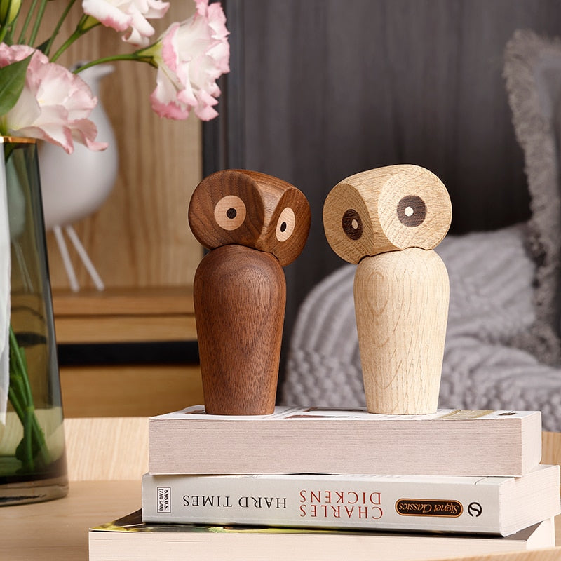Lovely Owl Animal Wooden Figurines - Nordic Home Decor