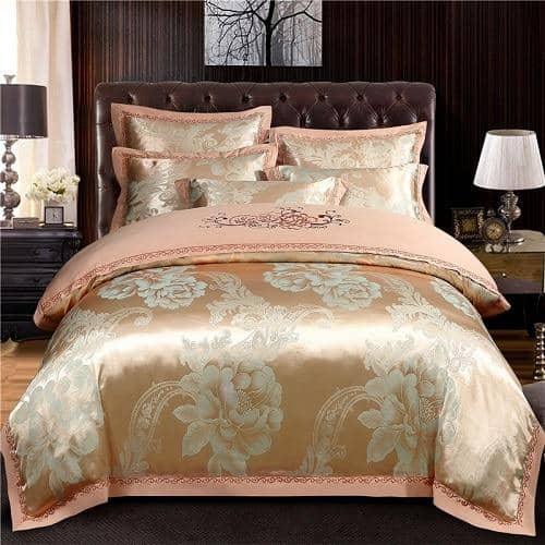 Luxurious Satin Jacquard Duvet Cover and Bed Sheet Bedding Set - Stylish and Elegant