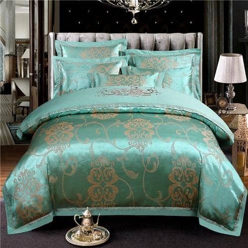 Luxurious Satin Jacquard Duvet Cover and Bed Sheet Bedding Set - Stylish and Elegant