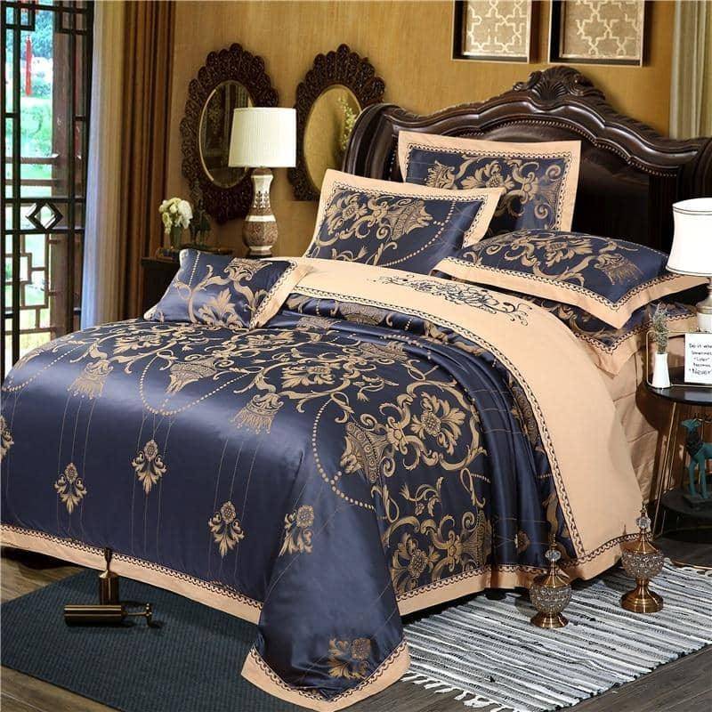 Luxurious Satin Jacquard Duvet Cover and Bed Sheet Bedding Set - Stylish and Elegant