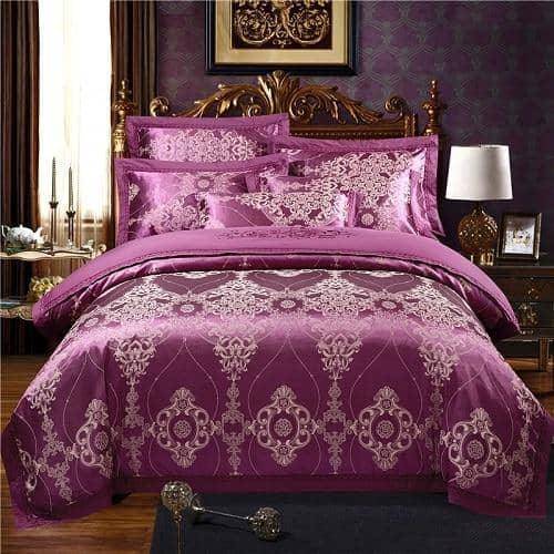 Luxurious Satin Jacquard Duvet Cover and Bed Sheet Bedding Set - Stylish and Elegant