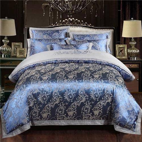 Luxurious Satin Jacquard Duvet Cover and Bed Sheet Bedding Set - Stylish and Elegant