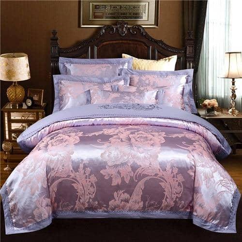 Luxurious Satin Jacquard Duvet Cover and Bed Sheet Bedding Set - Stylish and Elegant