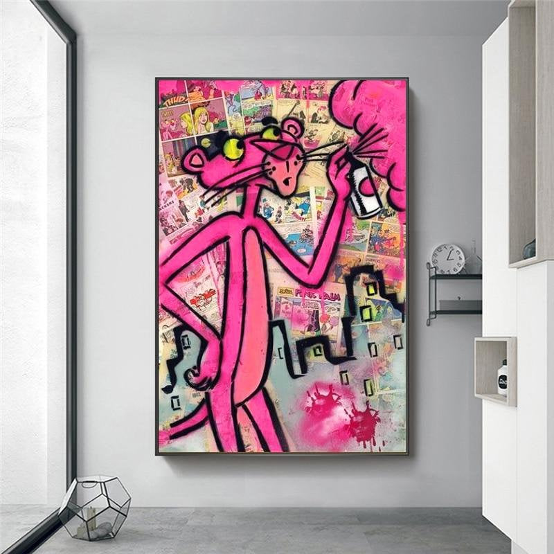 Pink Panther Street Art retail Graffiti Print + Canvas with Spray Can by Ekim