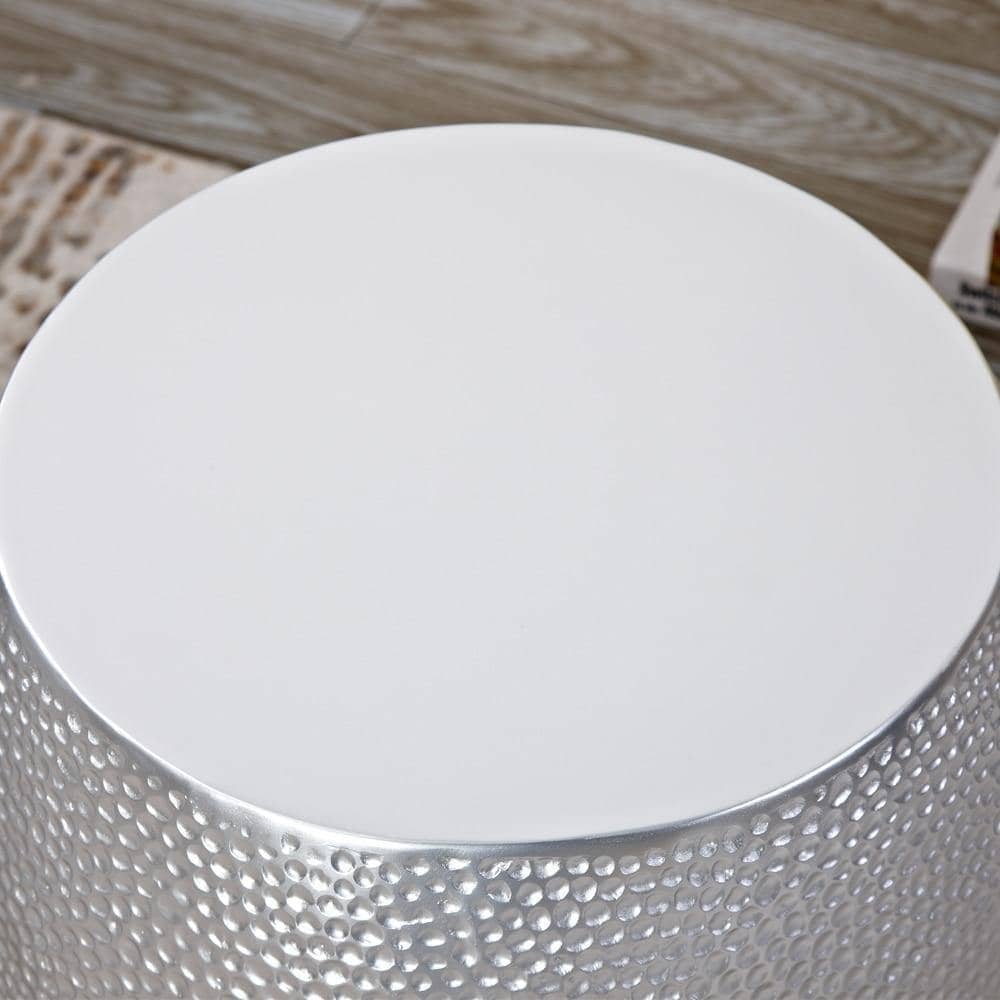 Sophisticated Silver Plated Coffee Round Side Table: Elevate Your Space