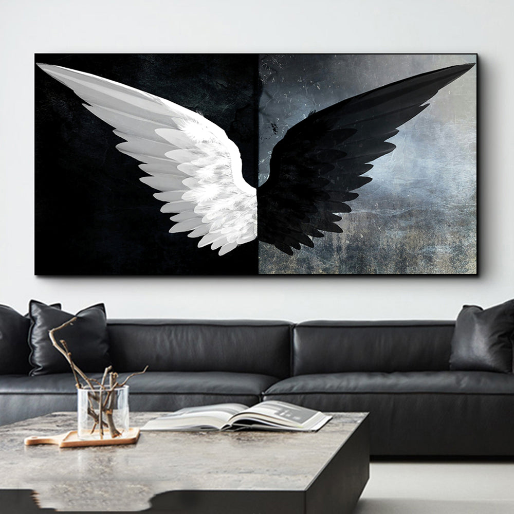 Striking Elegance: Black and White Angel Wings