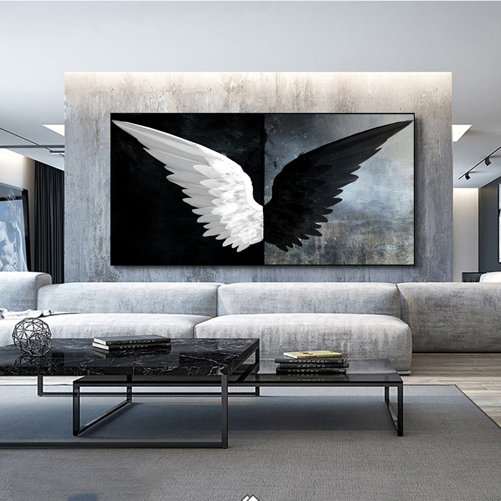 Striking Elegance: Black and White Angel Wings