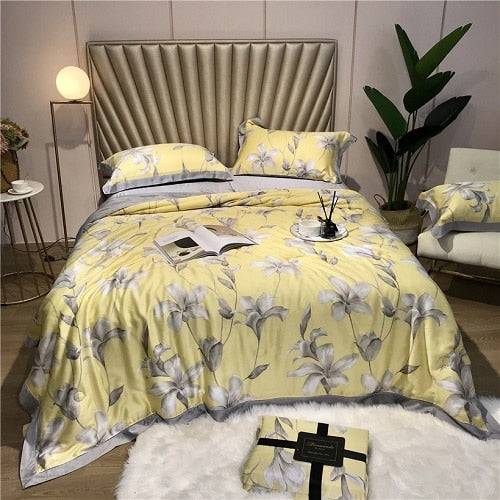 Tencel Silk Throw Blanket Quilt Comforter Pillowcase Bedding Set: Luxurious Bedding Collection