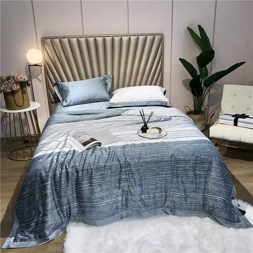 Tencel Silk Throw Blanket Quilt Comforter Pillowcase Bedding Set: Luxurious Bedding Collection