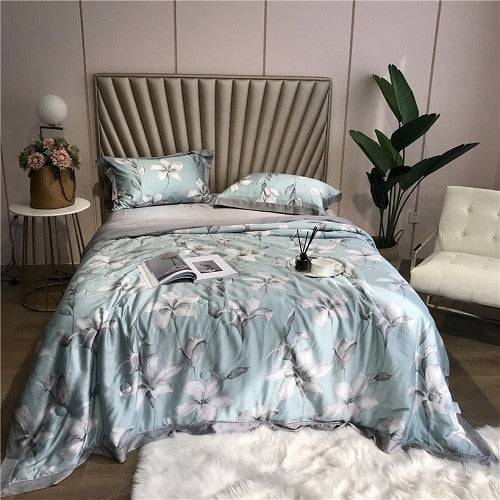 Tencel Silk Throw Blanket Quilt Comforter Pillowcase Bedding Set: Luxurious Bedding Collection