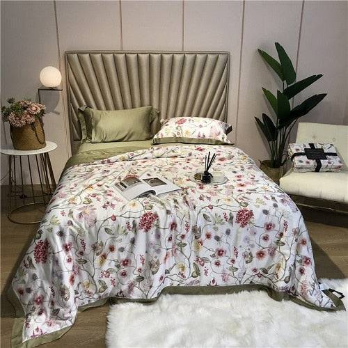 Tencel Silk Throw Blanket Quilt Comforter Pillowcase Bedding Set: Luxurious Bedding Collection