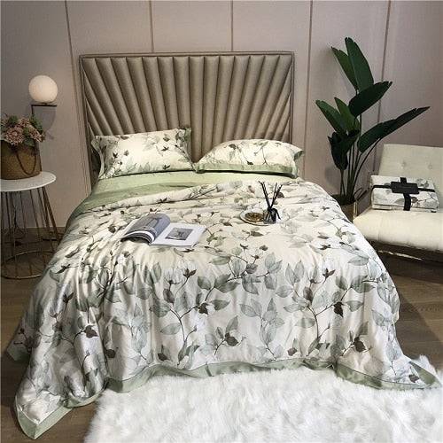 Tencel Silk Throw Blanket Quilt Comforter Pillowcase Bedding Set: Luxurious Bedding Collection