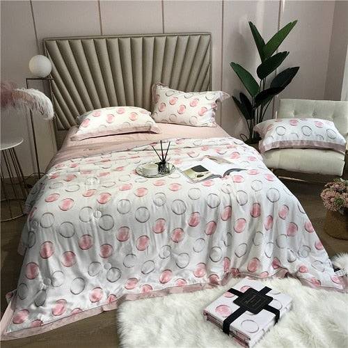 Tencel Silk Throw Blanket Quilt Comforter Pillowcase Bedding Set: Luxurious Bedding Collection