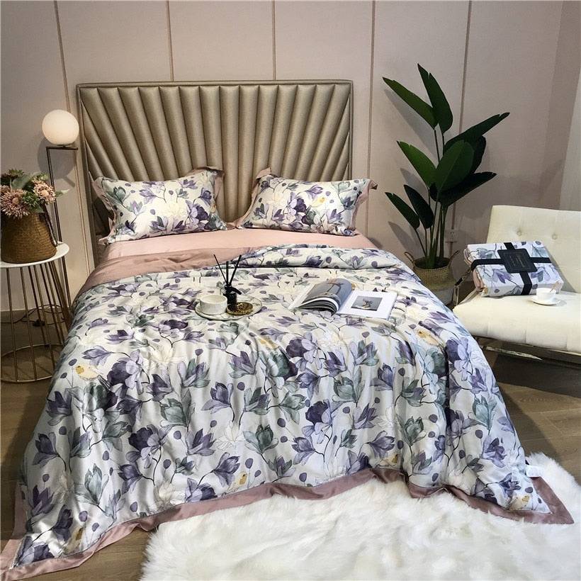 Tencel Silk Throw Blanket Quilt Comforter Pillowcase Bedding Set: Luxurious Bedding Collection