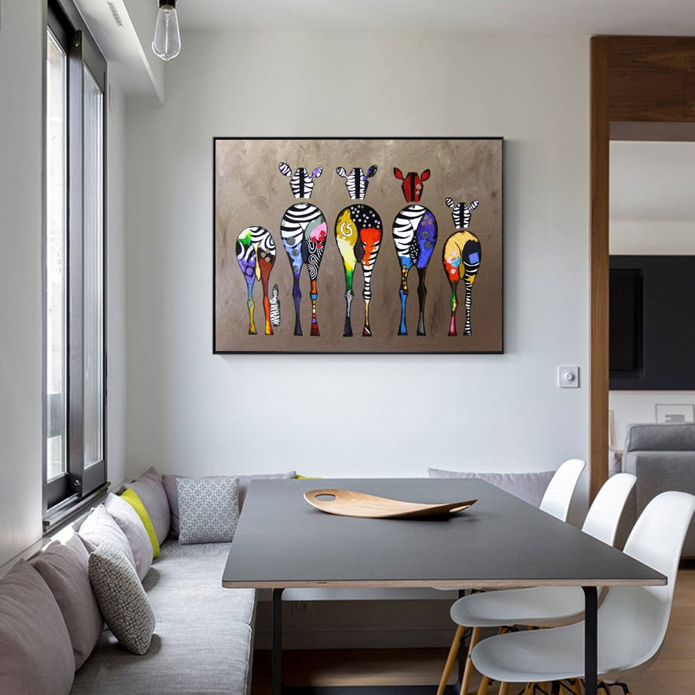 Vibrant Zebra Family: Abstract Art