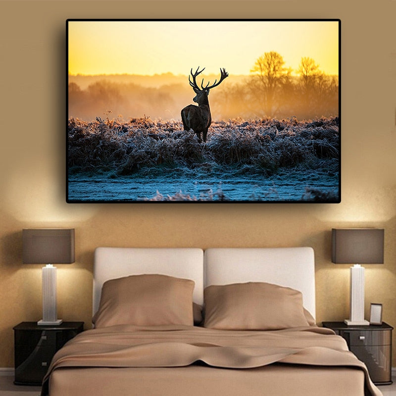 Wild Serenity: Sunset Milu Deer Wild Animal