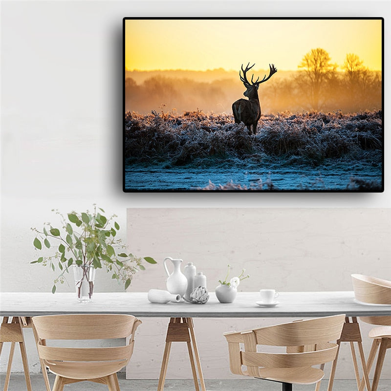 Wild Serenity: Sunset Milu Deer Wild Animal