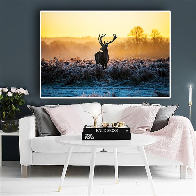 Wild Serenity: Sunset Milu Deer Wild Animal