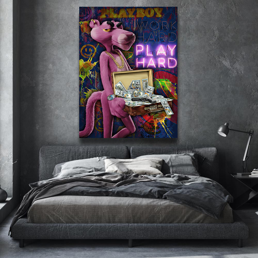 Work Hard, Play Hard with The Pink Panther - Graffiti Art